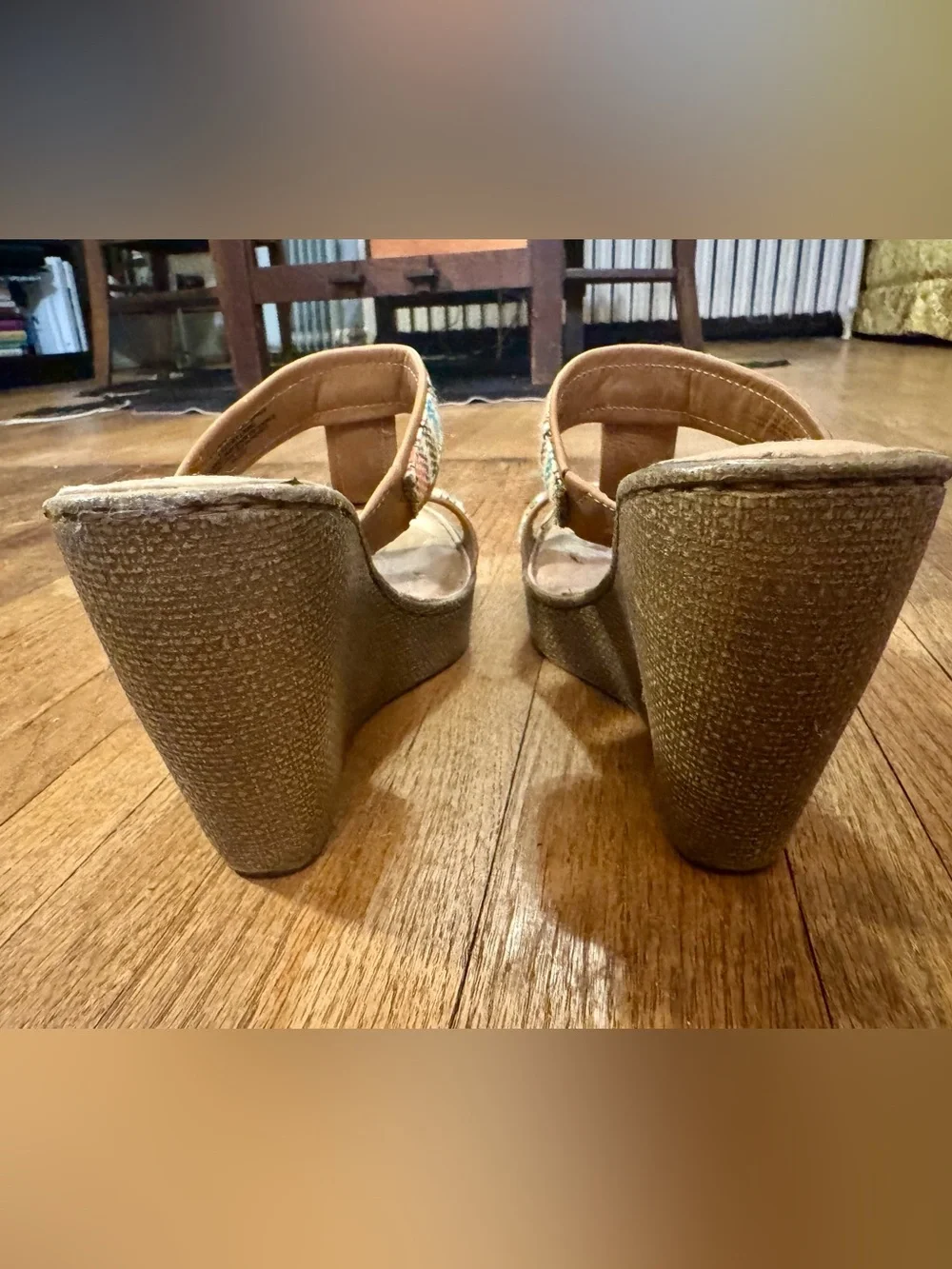 Born Multicolor Woven Strap Wedge Sandals